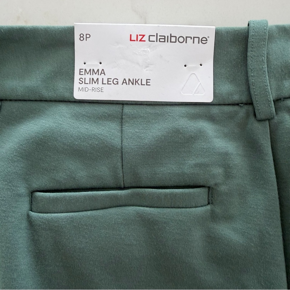 Liz Claiborne Emma Slim Pants Green 8P NWT - Picture 6 of 7